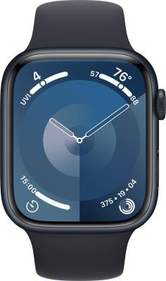 Nieuwe Apple Watch serie 9 45mm Midnight (zwart) aluminium zwarte sportband. Nieuw, geopende doos.2