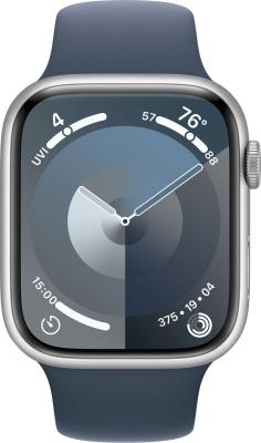 Nieuwe Apple Watch serie 9 45mm Silver (Wit) aluminium zwarte sportband. Nieuw, geopende doos.