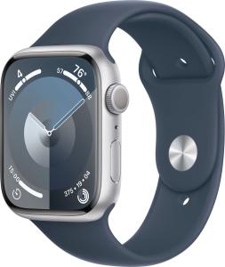 Nieuwe Apple Watch serie 9 45mm Silver (Wit) aluminium zwarte sportband. Nieuw, geopende doos.