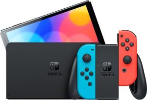 Refurbished Nintendo Switch OLED Console - Blauw / Rood inclusief Docking station voor TV. 