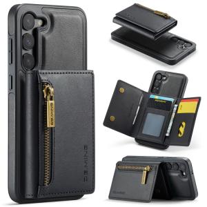Voor Samsung Galaxy S23+ DG.MING M5-serie Zip RFID Multi Card afneembare lederen telefoonhoes (zwart)